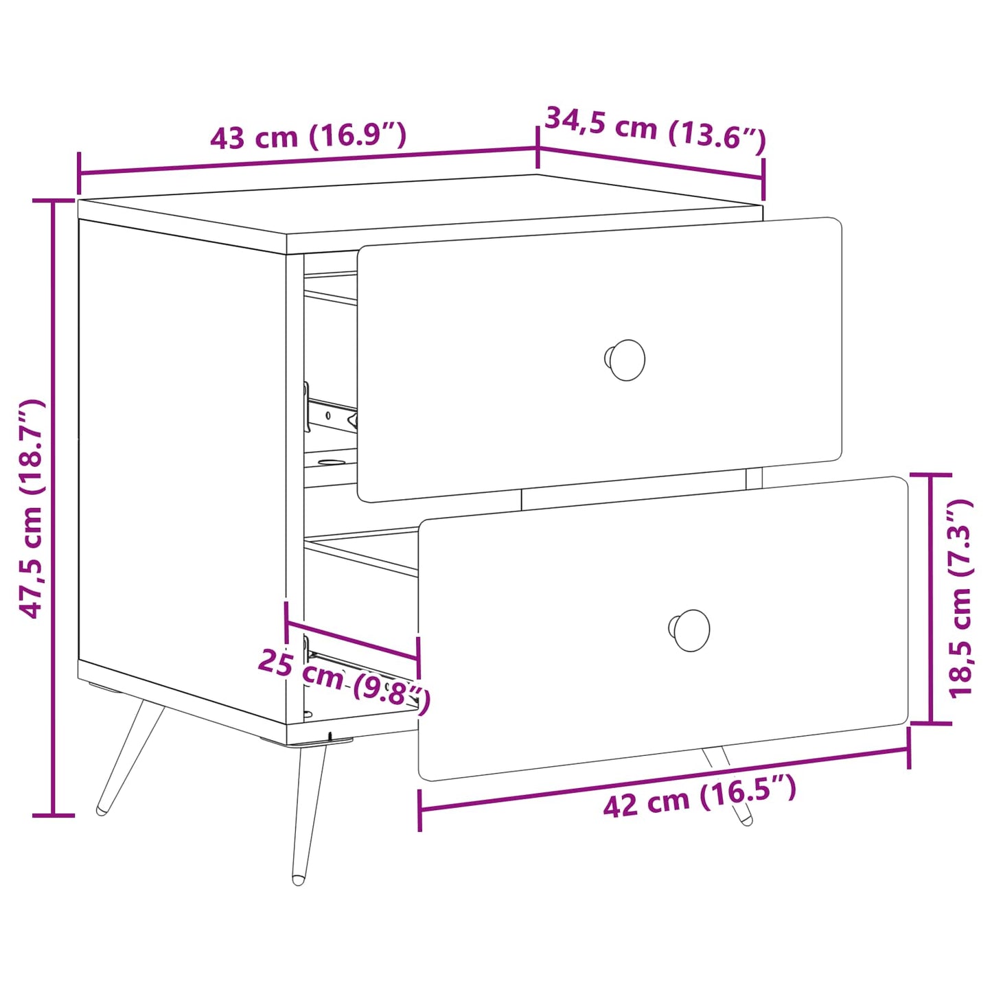 Nachtkastje met lade Wit 43 x 34,5 x 47,5 cm Bewerkt hout is nu te koop bij PeponiXL, paradijselijk wonen!