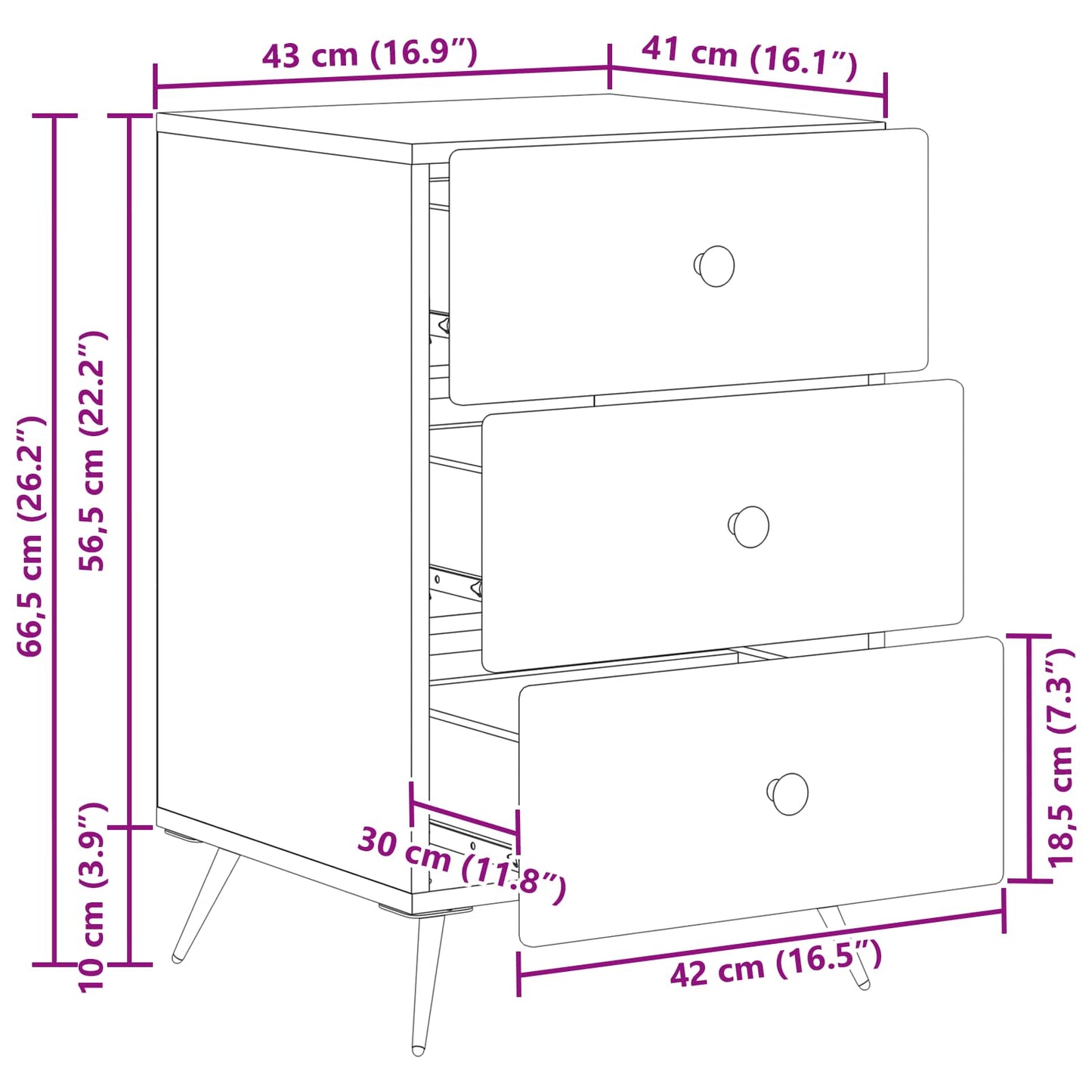 Nachtkastje met lade Wit 43 x 41 x 66,5 cm Bewerkt hout is nu te koop bij PeponiXL, paradijselijk wonen!