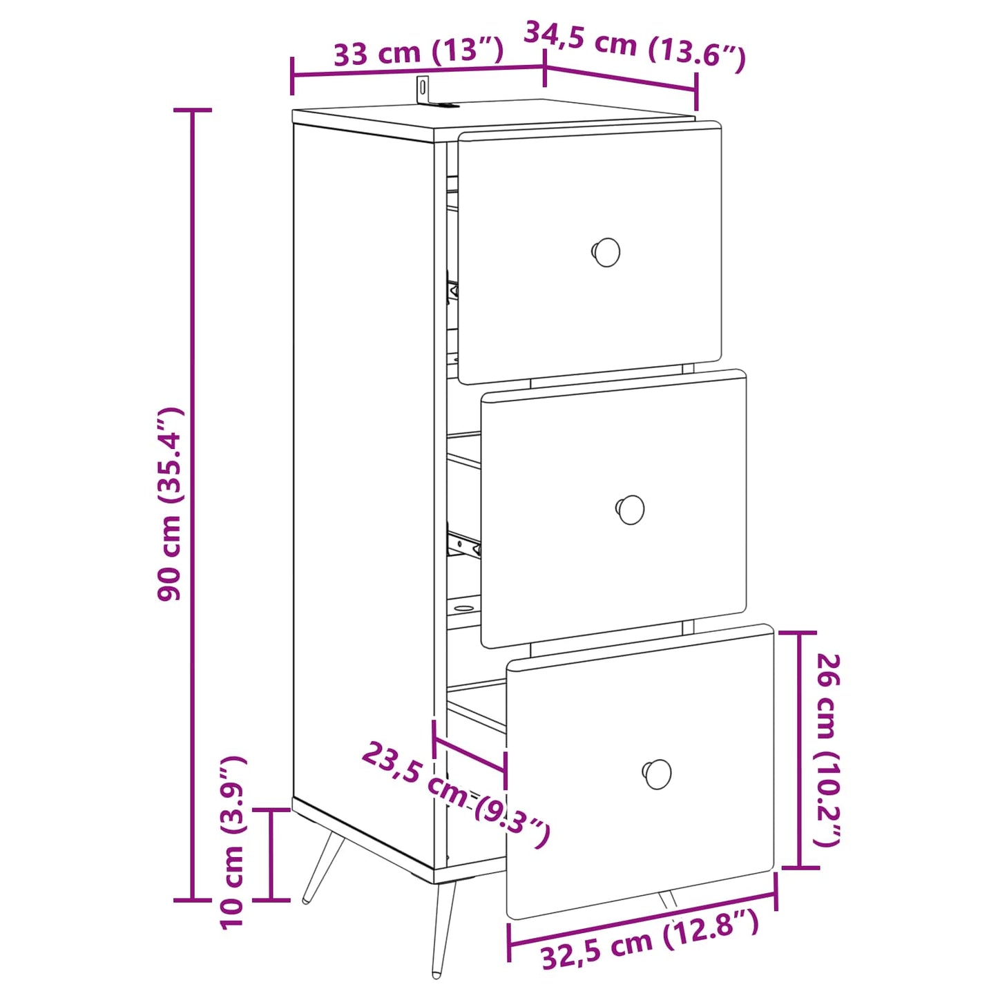 Ladenkast Wit 33 x 34,5 x 90 cm Bewerkt hout is nu te koop bij PeponiXL, paradijselijk wonen!