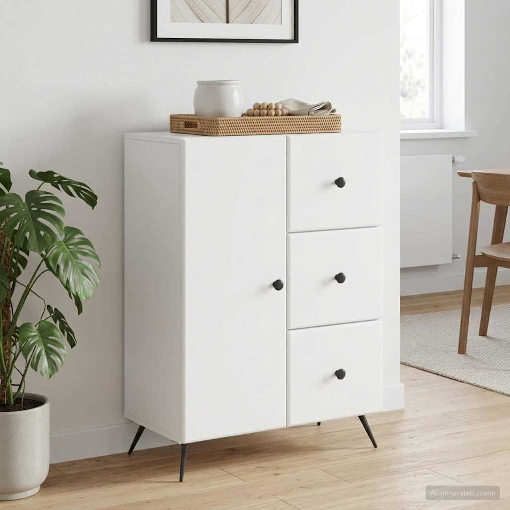 Dressoir Wit 66 x 34,5 x 90 cm Bewerkt hout is nu te koop bij PeponiXL, paradijselijk wonen!