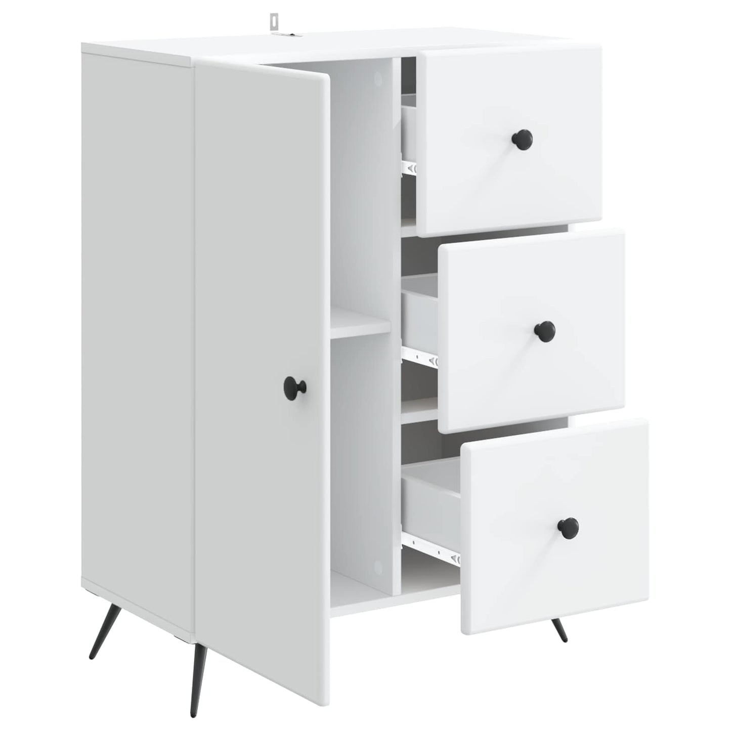 Dressoir Wit 66 x 34,5 x 90 cm Bewerkt hout is nu te koop bij PeponiXL, paradijselijk wonen!