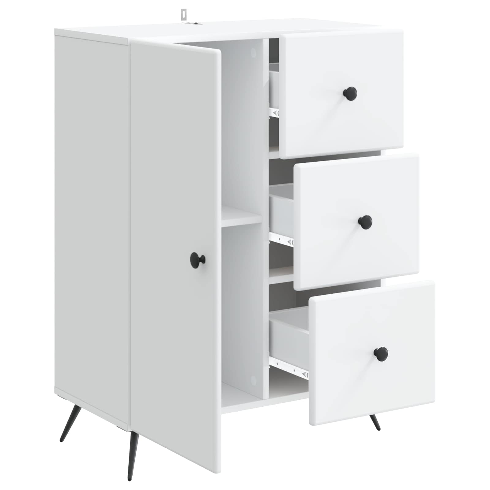 Dressoir Wit 66 x 34,5 x 90 cm Bewerkt hout is nu te koop bij PeponiXL, paradijselijk wonen!