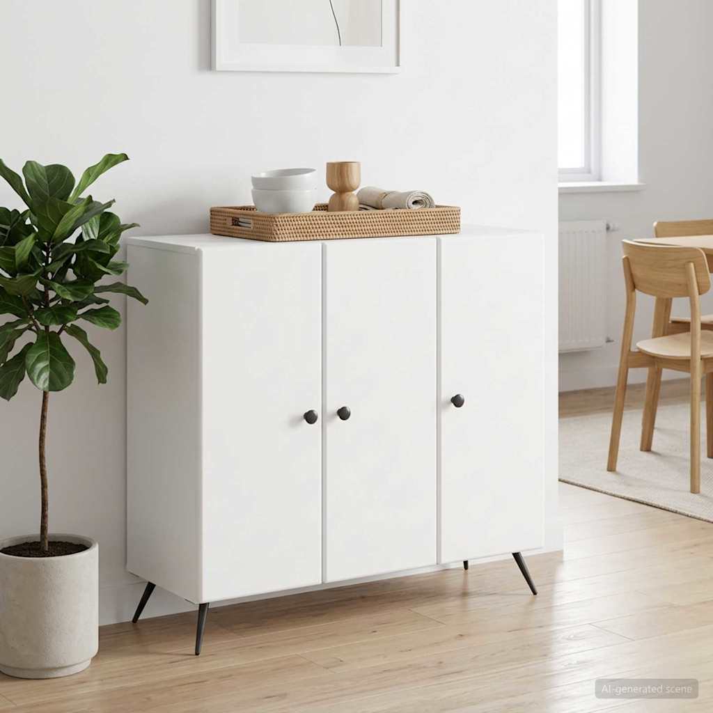 Dressoir Wit 89 x 34,5 x 80 cm Bewerkt hout is nu te koop bij PeponiXL, paradijselijk wonen!