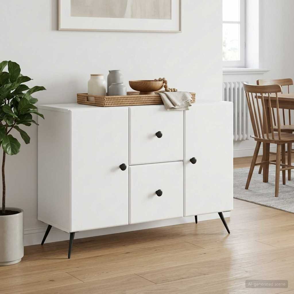 Dressoir Wit 89 x 34,5 x 60 cm Bewerkt hout is nu te koop bij PeponiXL, paradijselijk wonen!