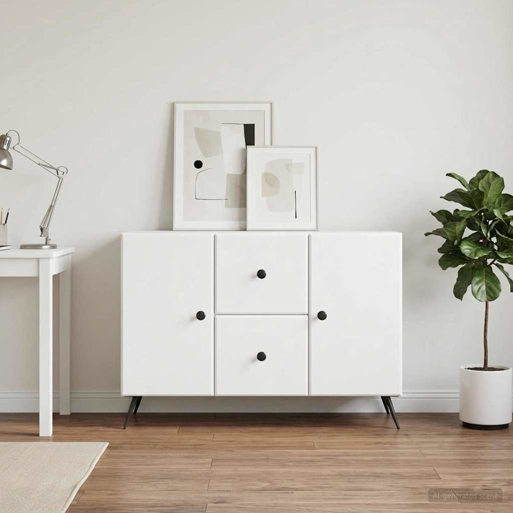Dressoir Wit 89 x 34,5 x 60 cm Bewerkt hout is nu te koop bij PeponiXL, paradijselijk wonen!