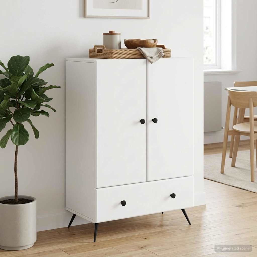 Dressoir Wit 66 x 34,5 x 95 cm Bewerkt hout is nu te koop bij PeponiXL, paradijselijk wonen!