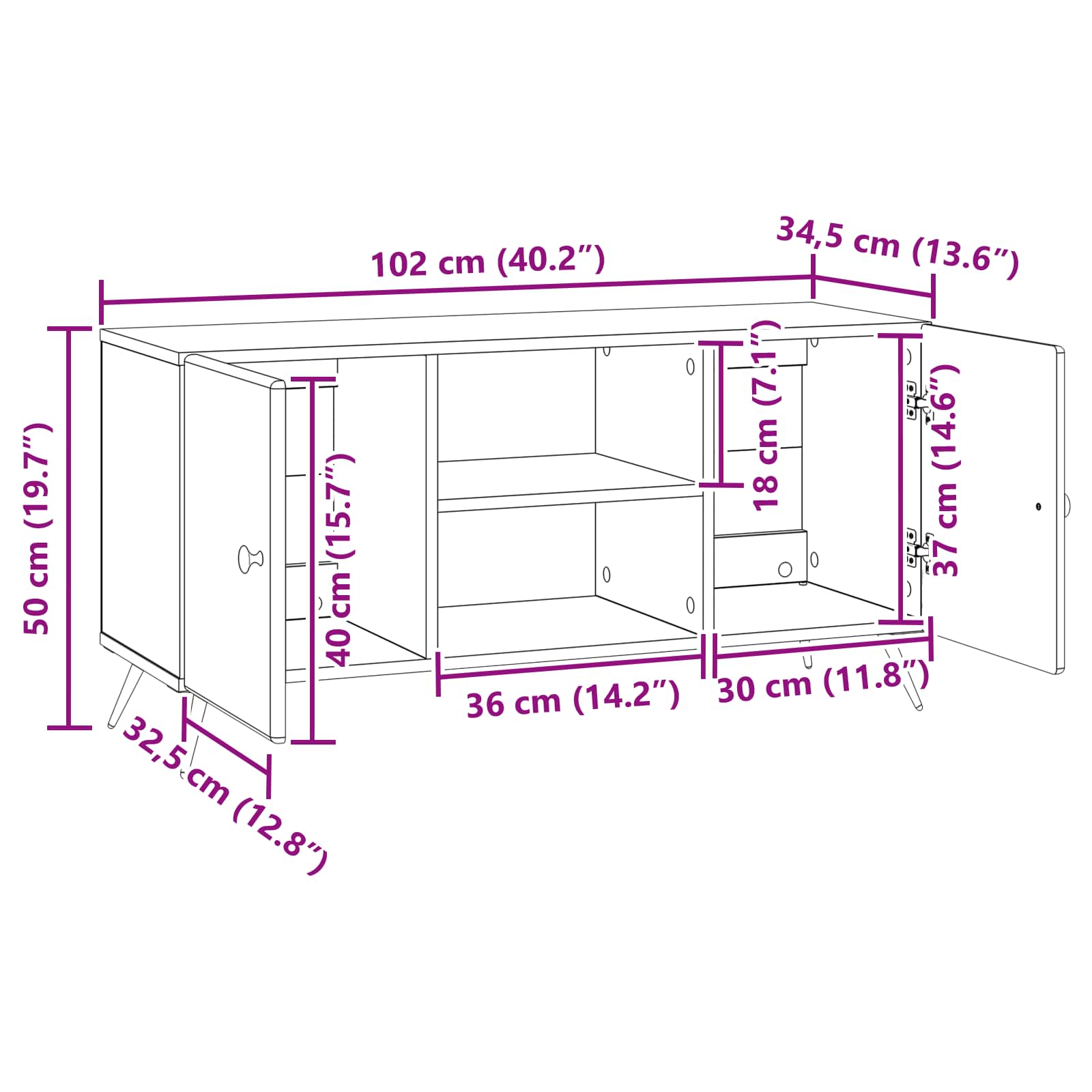 TV-kast Wit 102 x 34,5 x 50 cm Bewerkt hout is nu te koop bij PeponiXL, paradijselijk wonen!