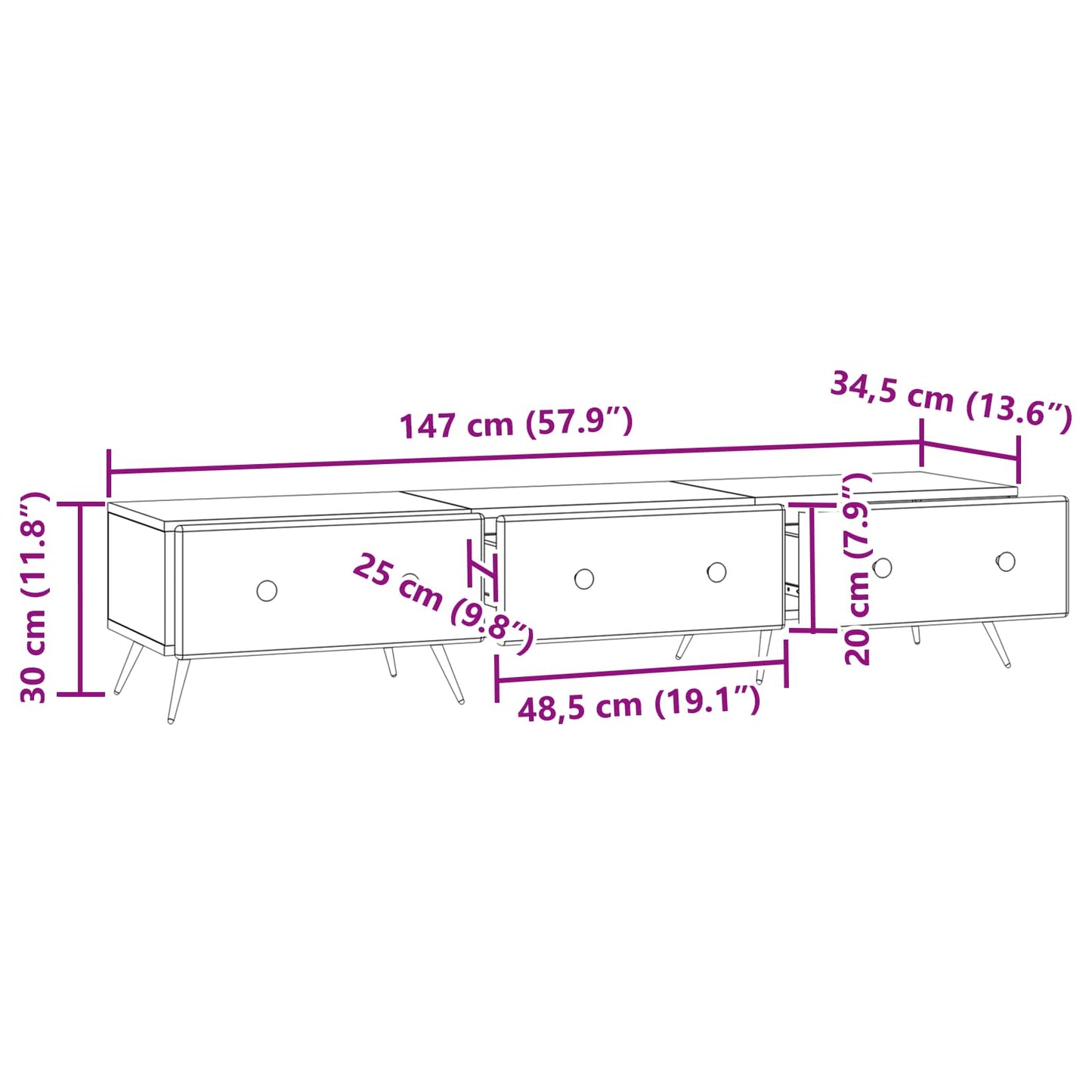 TV-kast met lade Wit 147 x 34,5 x 30 cm Bewerkt hout is nu te koop bij PeponiXL, paradijselijk wonen!