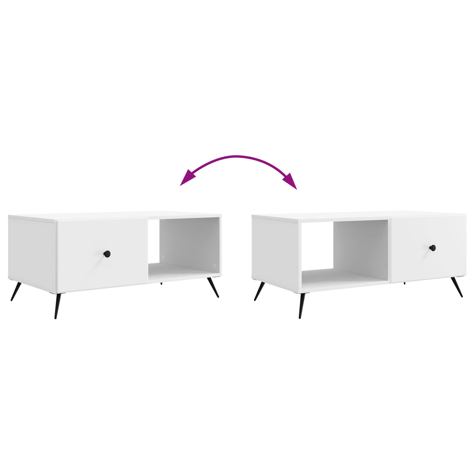 Salontafel Wit 90 x 50 x 40 cm Bewerkt hout is nu te koop bij PeponiXL, paradijselijk wonen!