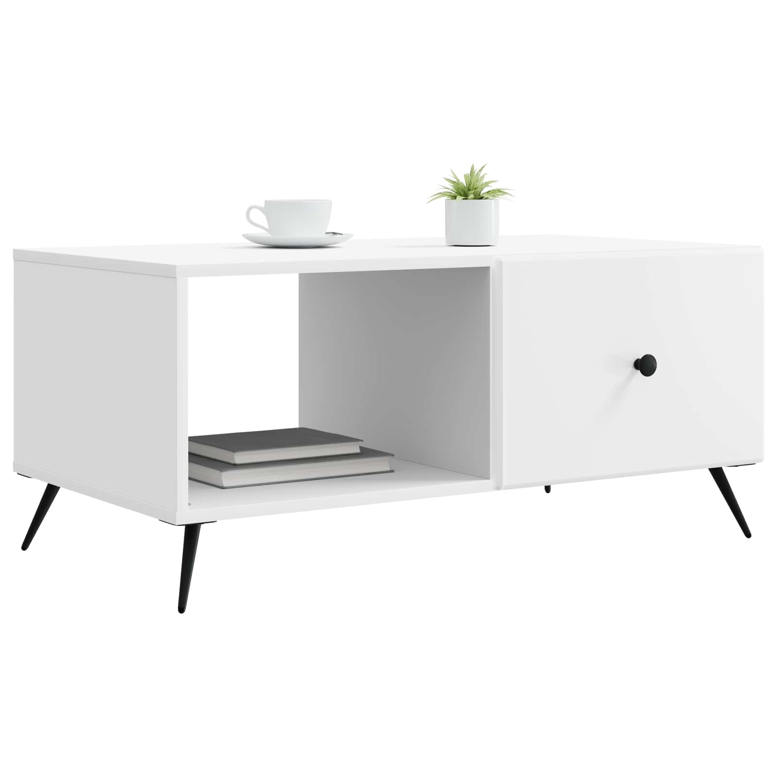Salontafel Wit 90 x 50 x 40 cm Bewerkt hout is nu te koop bij PeponiXL, paradijselijk wonen!