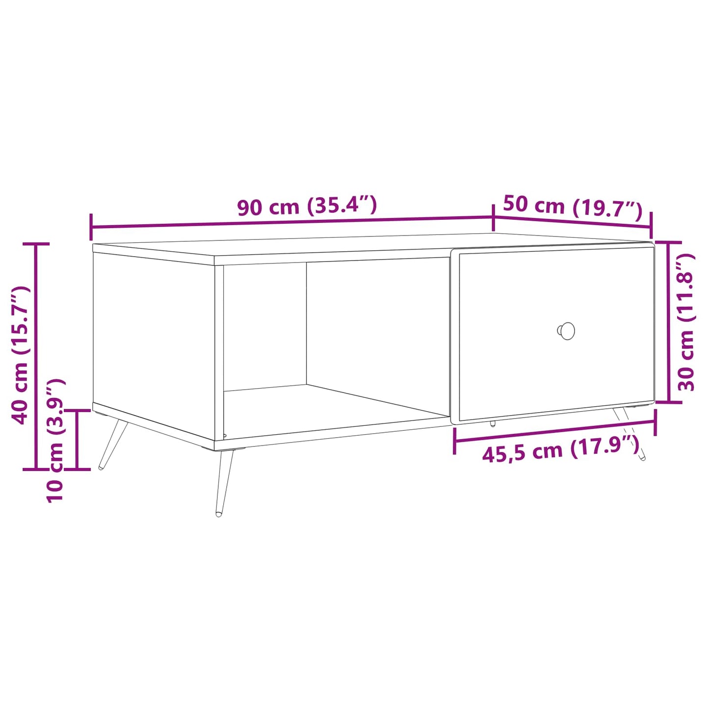 Salontafel Wit 90 x 50 x 40 cm Bewerkt hout is nu te koop bij PeponiXL, paradijselijk wonen!