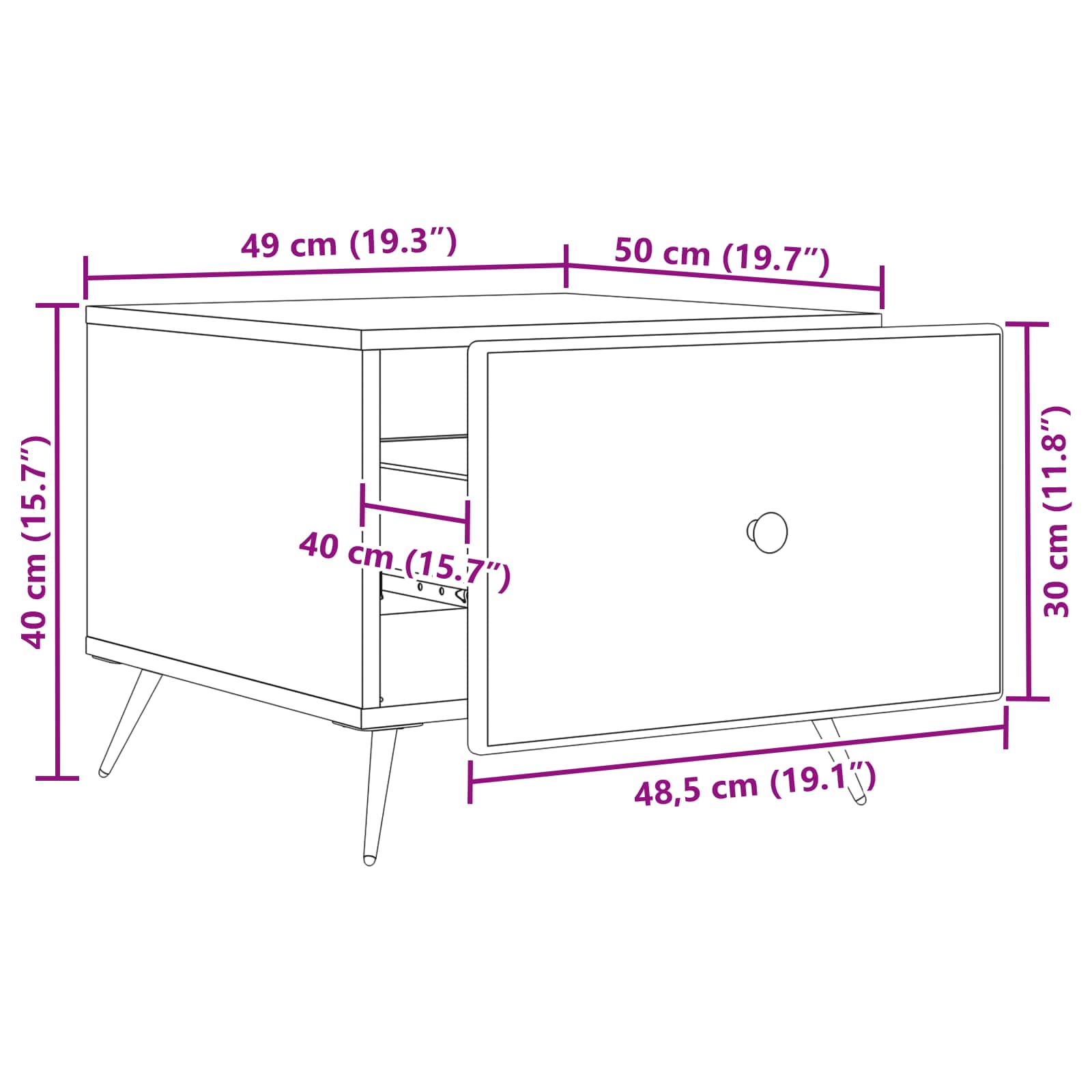 Salontafel met lade Wit 49 x 50 x 40 cm Bewerkt hout is nu te koop bij PeponiXL, paradijselijk wonen!