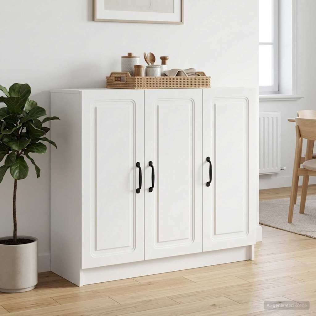 Dressoir Wit 89 x 34,5 x 77 cm Bewerkt hout is nu te koop bij PeponiXL, paradijselijk wonen!