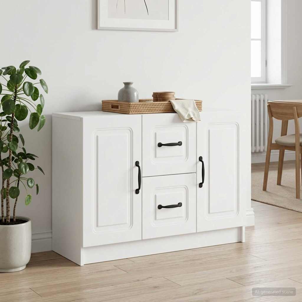 Dressoir Wit 89 x 34,5 x 57 cm Bewerkt hout is nu te koop bij PeponiXL, paradijselijk wonen!