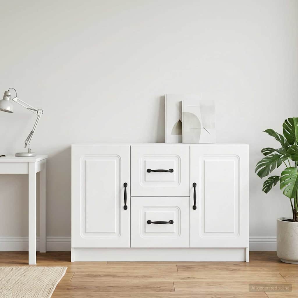 Dressoir Wit 89 x 34,5 x 57 cm Bewerkt hout is nu te koop bij PeponiXL, paradijselijk wonen!