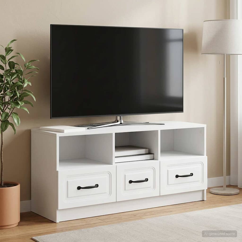 TV-kast met lade Wit 102 x 34,5 x 47 cm Bewerkt hout is nu te koop bij PeponiXL, paradijselijk wonen!