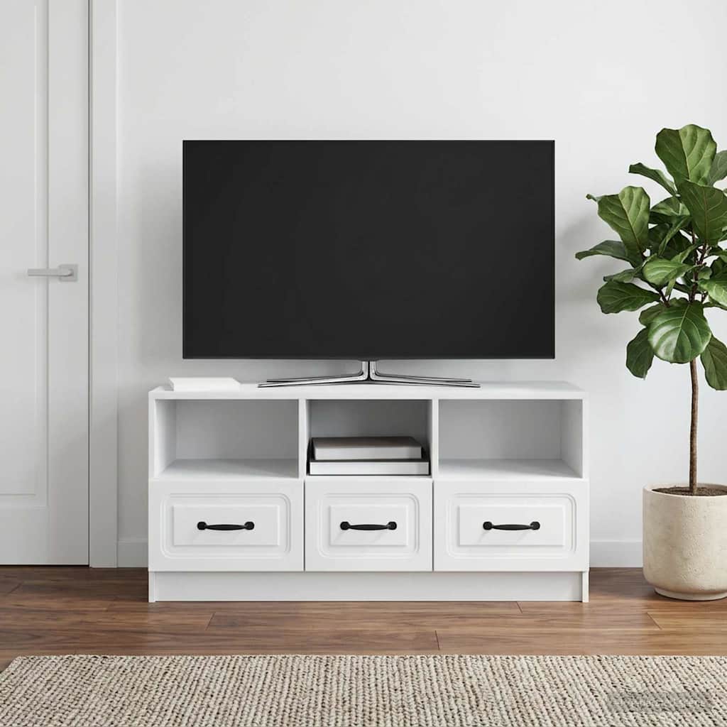 TV-kast met lade Wit 102 x 34,5 x 47 cm Bewerkt hout is nu te koop bij PeponiXL, paradijselijk wonen!