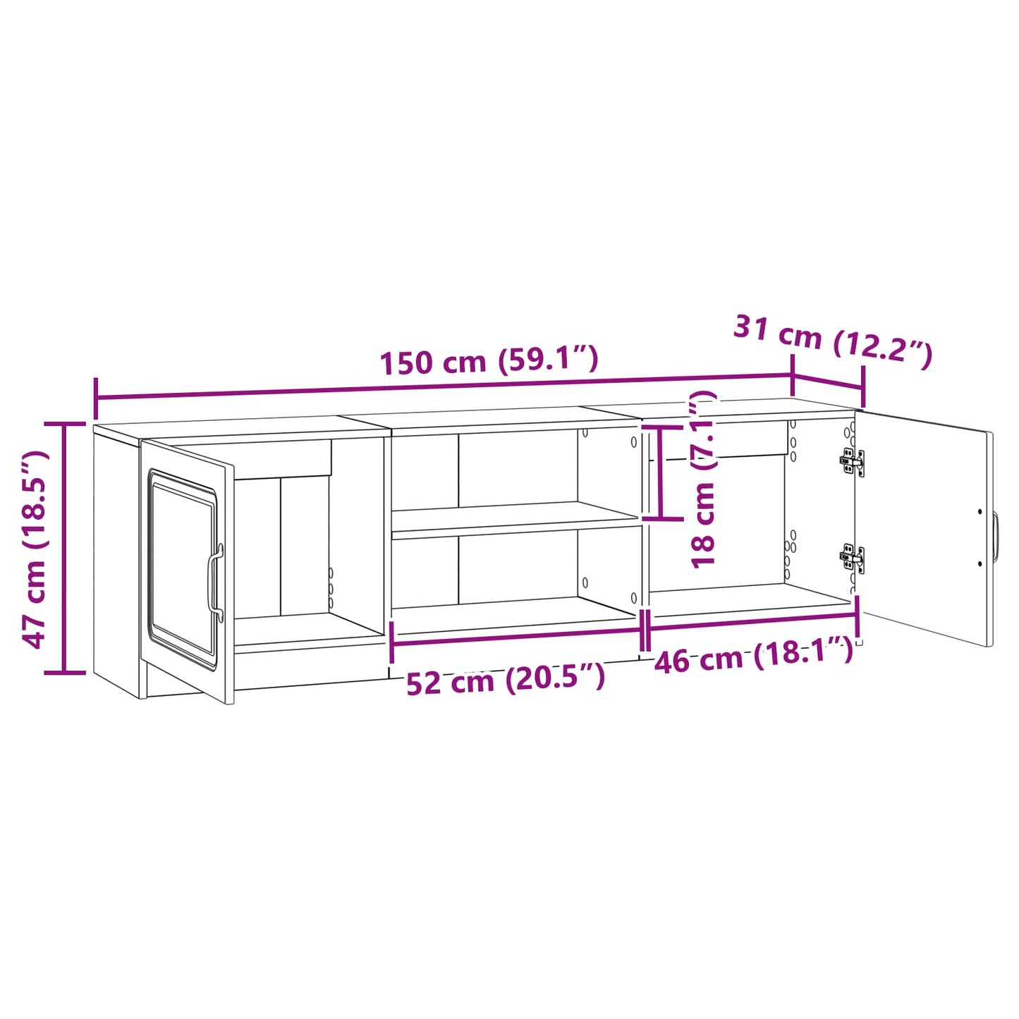 TV-kast Wit 150 x 31 x 47 cm Bewerkt hout is nu te koop bij PeponiXL, paradijselijk wonen!