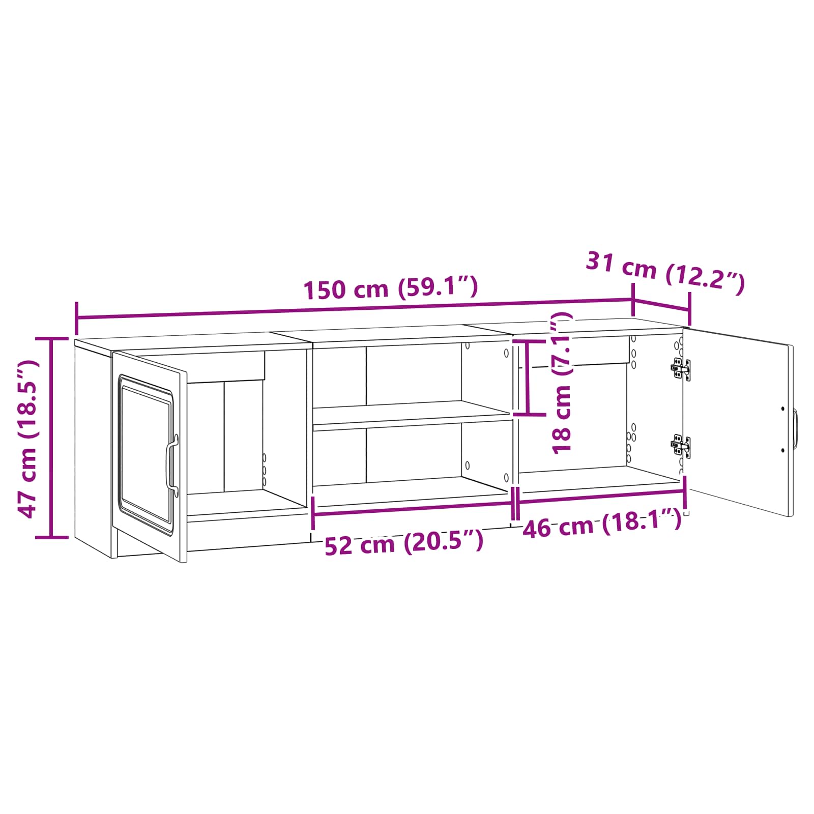 TV-kast Wit 150 x 31 x 47 cm Bewerkt hout is nu te koop bij PeponiXL, paradijselijk wonen!