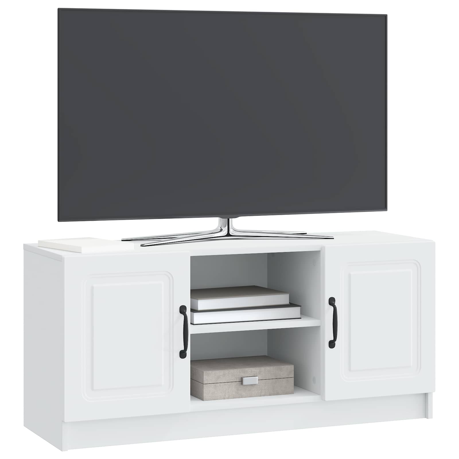 TV-kast Wit 102 x 34,5 x 47 cm Bewerkt hout is nu te koop bij PeponiXL, paradijselijk wonen!