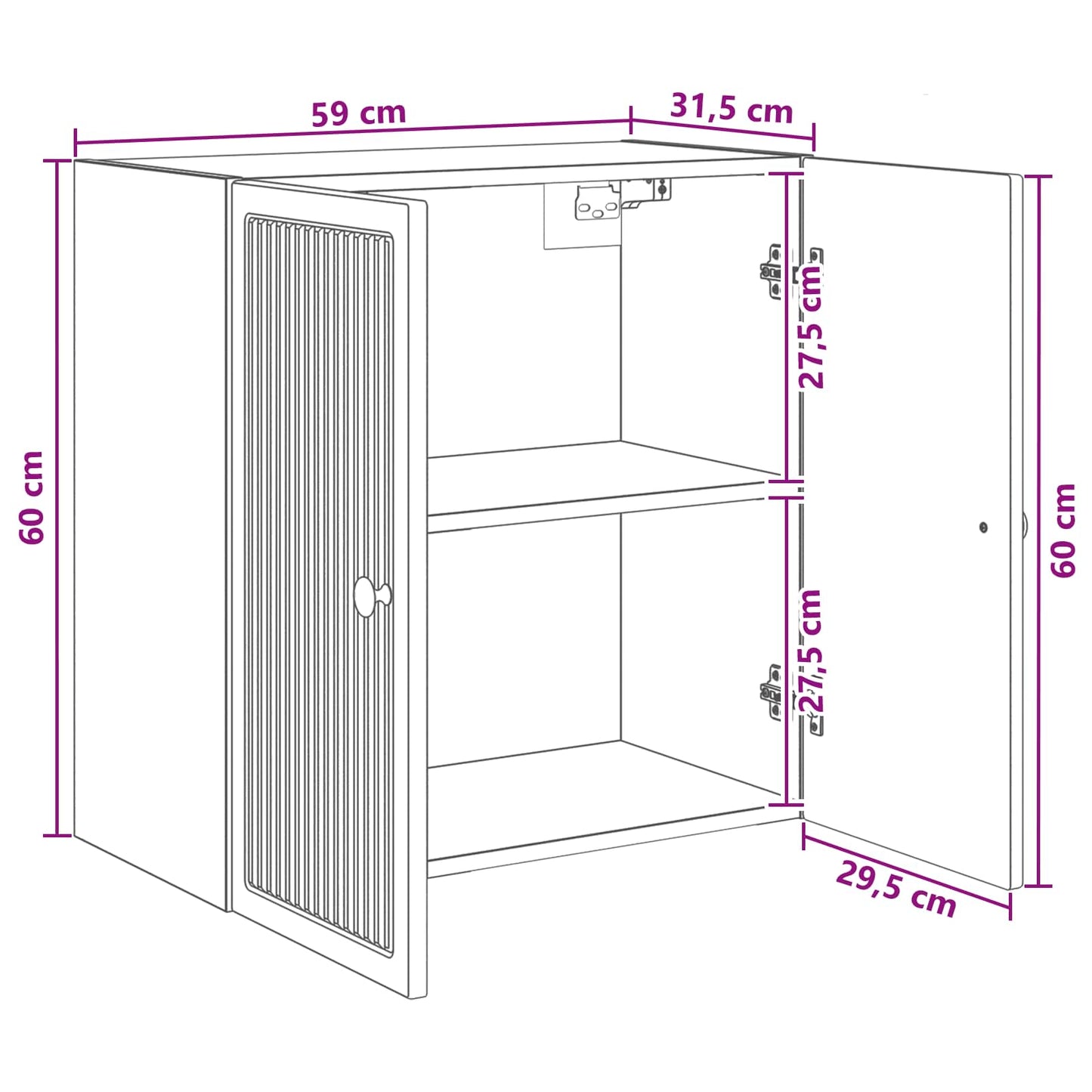 Wandkast Wit 59 x 31 x 60 cm Bewerkt hout is nu te koop bij PeponiXL, paradijselijk wonen!