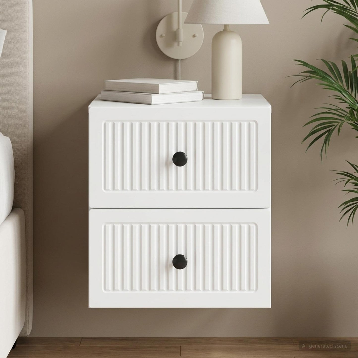 Wandbeugel Bedkast met lade Wit 33 x 34,5 x 40 cm Bewerkt hout is nu te koop bij PeponiXL, paradijselijk wonen!