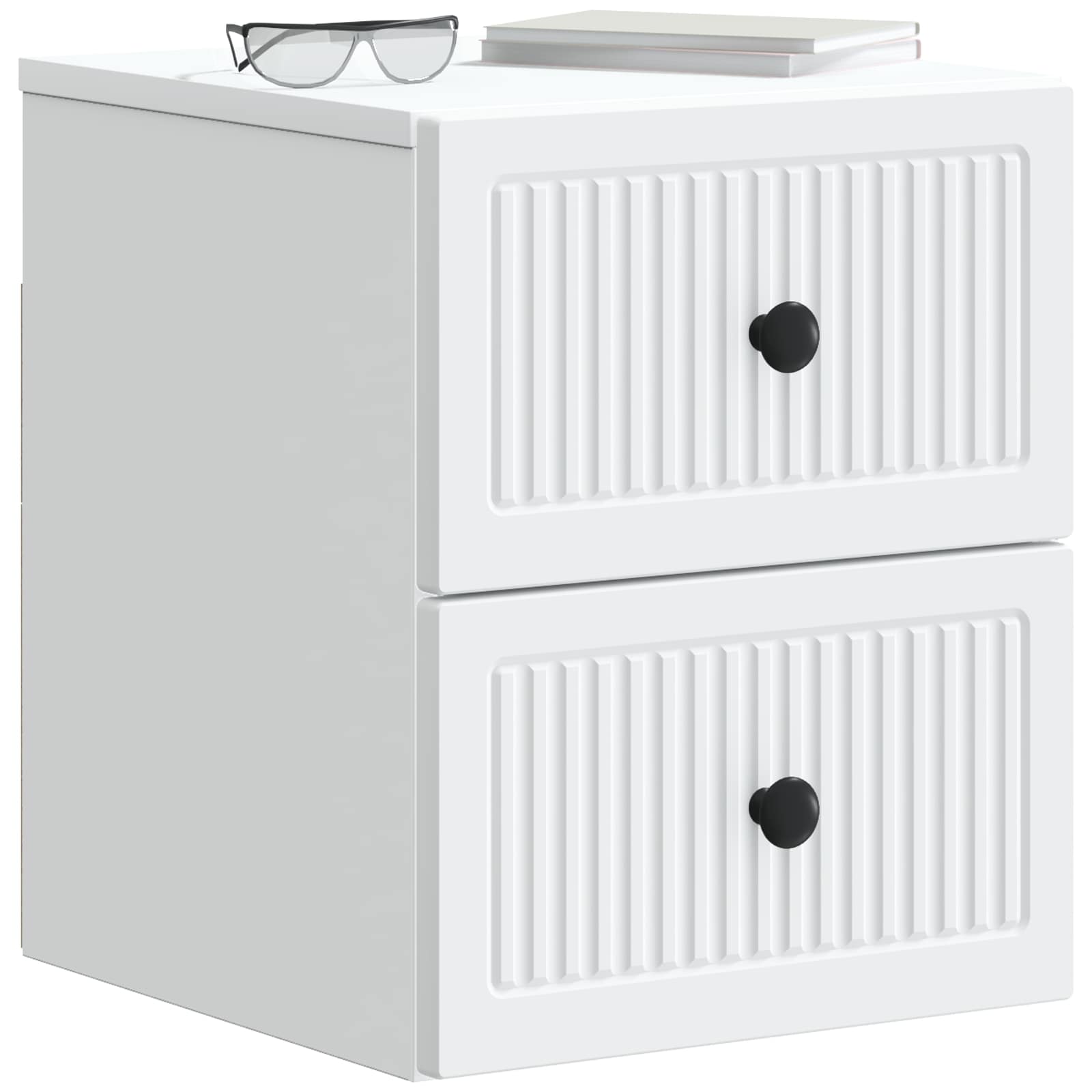 Wandbeugel Bedkast met lade Wit 33 x 34,5 x 40 cm Bewerkt hout is nu te koop bij PeponiXL, paradijselijk wonen!