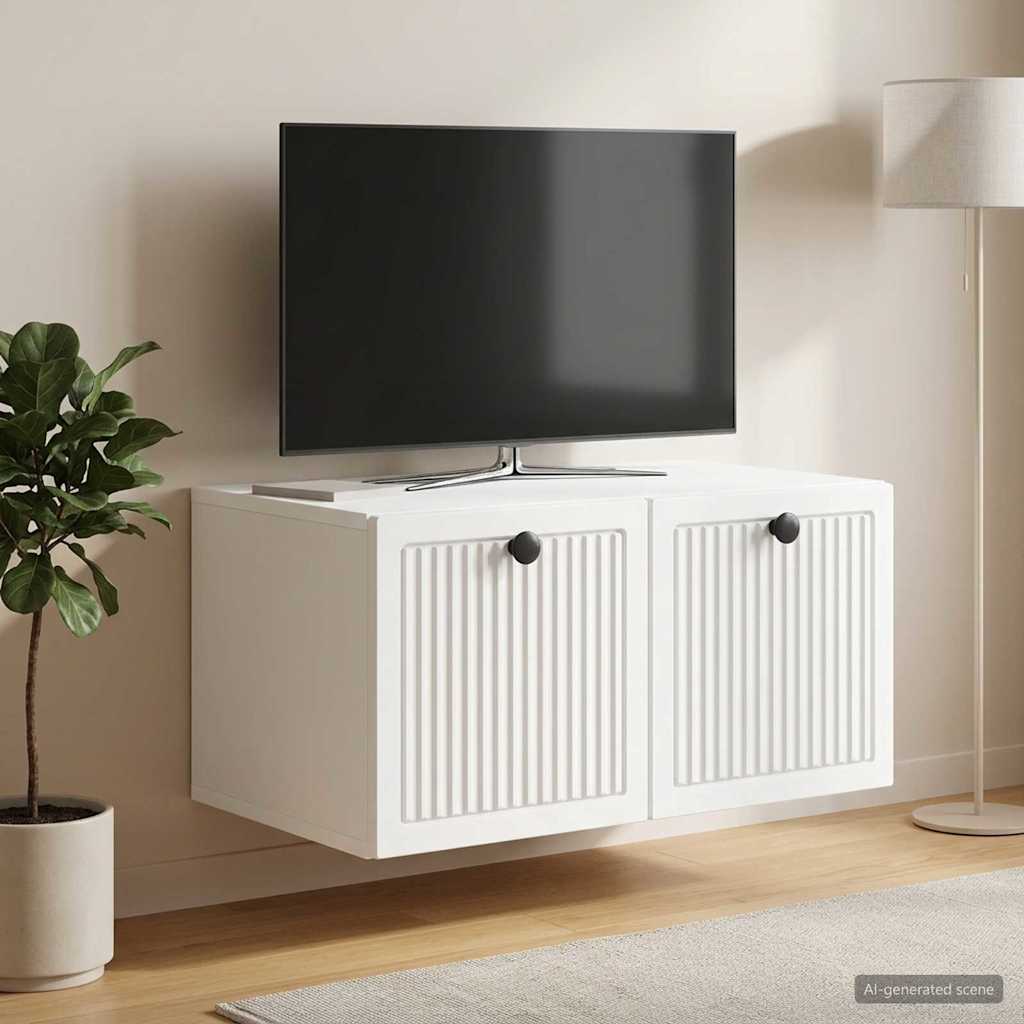 Wandbeugel TV-kast Wit 59,5 x 41 x 30 cm Bewerkt hout is nu te koop bij PeponiXL, paradijselijk wonen!