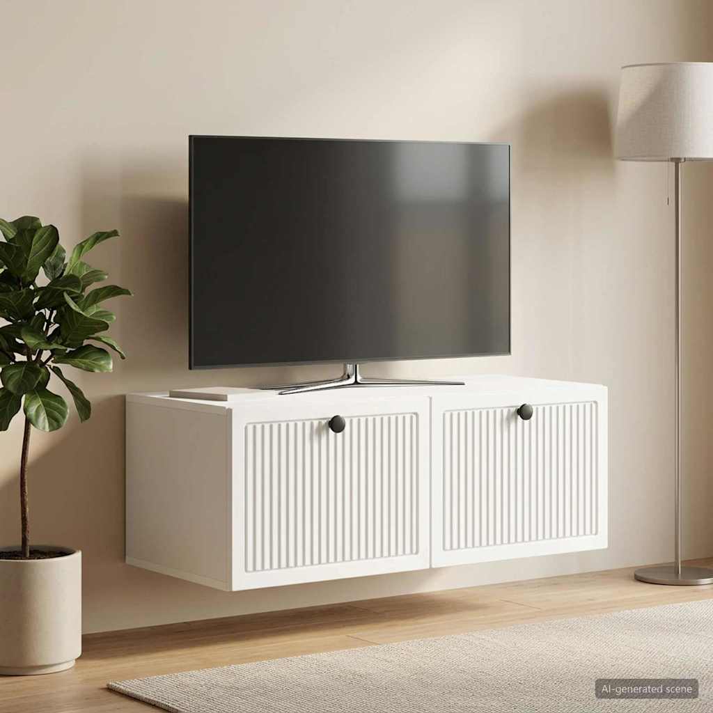 Wandbeugel TV-kast Wit 78,5 x 41 x 30 cm Bewerkt hout is nu te koop bij PeponiXL, paradijselijk wonen!