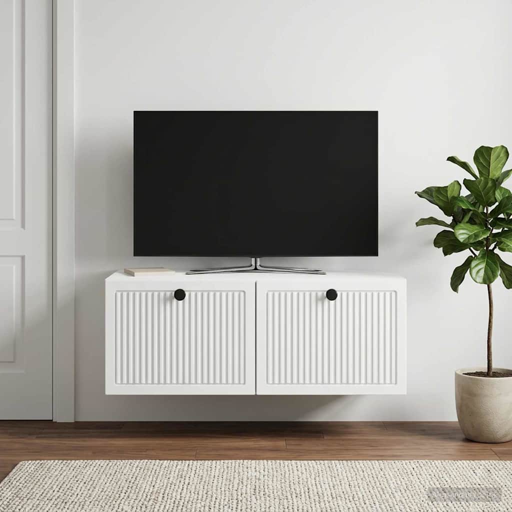 Wandbeugel TV-kast Wit 78,5 x 41 x 30 cm Bewerkt hout is nu te koop bij PeponiXL, paradijselijk wonen!