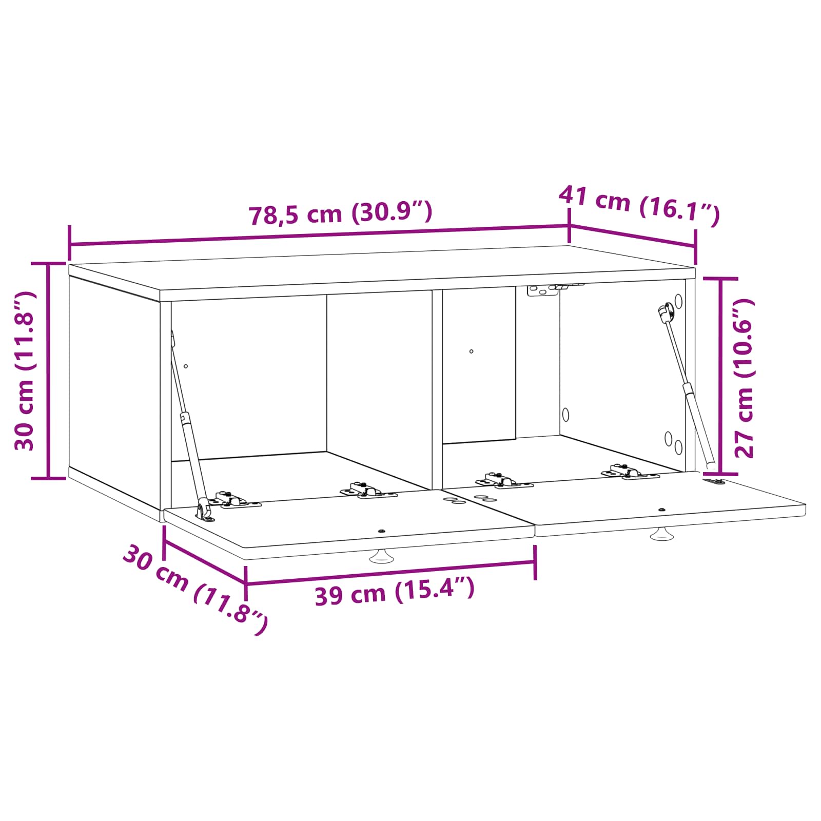 Wandbeugel TV-kast Wit 78,5 x 41 x 30 cm Bewerkt hout is nu te koop bij PeponiXL, paradijselijk wonen!
