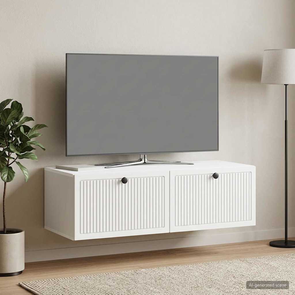 Wandbeugel TV-kast Wit 98 x 41 x 30 cm Bewerkt hout is nu te koop bij PeponiXL, paradijselijk wonen!