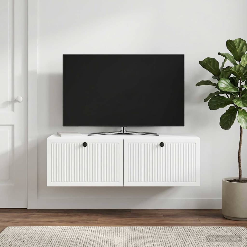 Wandbeugel TV-kast Wit 98 x 41 x 30 cm Bewerkt hout is nu te koop bij PeponiXL, paradijselijk wonen!