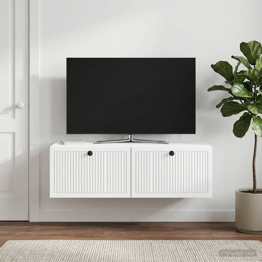 Wandbeugel TV-kast Wit 98 x 41 x 30 cm Bewerkt hout is nu te koop bij PeponiXL, paradijselijk wonen!