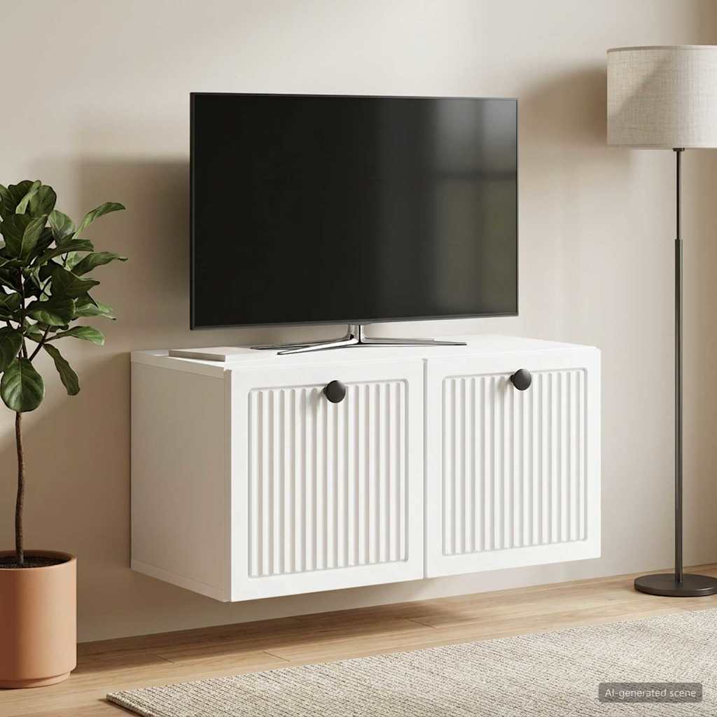 Wandbeugel TV-kast Wit 59,5 x 31 x 30 cm Bewerkt hout is nu te koop bij PeponiXL, paradijselijk wonen!