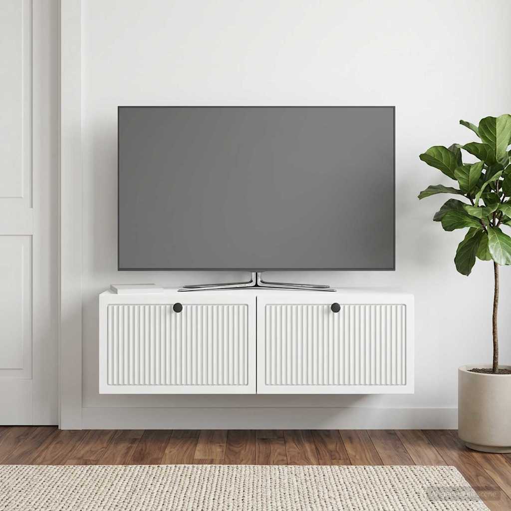 Wandbeugel TV-kast Wit 98 x 31 x 30 cm Bewerkt hout is nu te koop bij PeponiXL, paradijselijk wonen!
