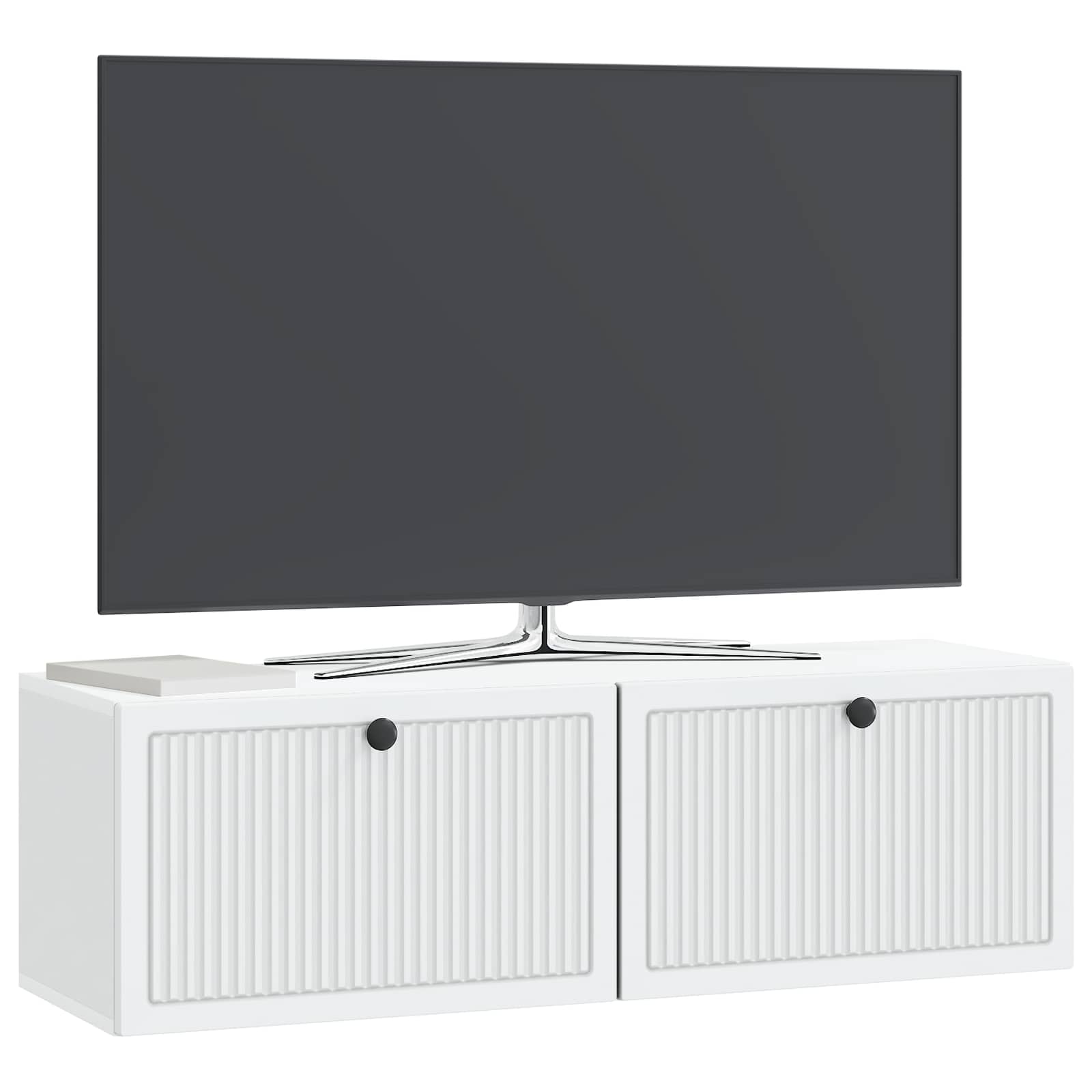 Wandbeugel TV-kast Wit 98 x 31 x 30 cm Bewerkt hout is nu te koop bij PeponiXL, paradijselijk wonen!