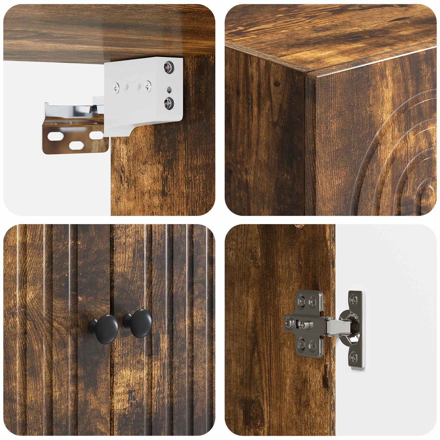 Wandkast Gerookt eiken 66 x 34,5 x 90 cm Bewerkt hout is nu te koop bij PeponiXL, paradijselijk wonen!