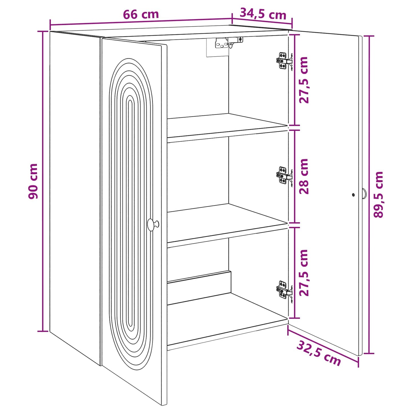 Wandkast Gerookt eiken 66 x 34,5 x 90 cm Bewerkt hout is nu te koop bij PeponiXL, paradijselijk wonen!