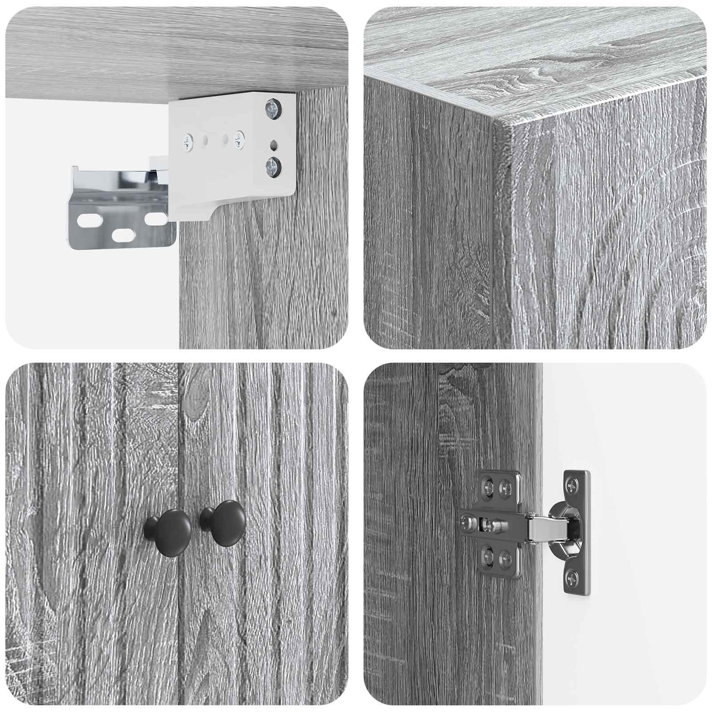 Wandkast Grijs Sonoma 66 x 34,5 x 90 cm Bewerkt hout is nu te koop bij PeponiXL, paradijselijk wonen!