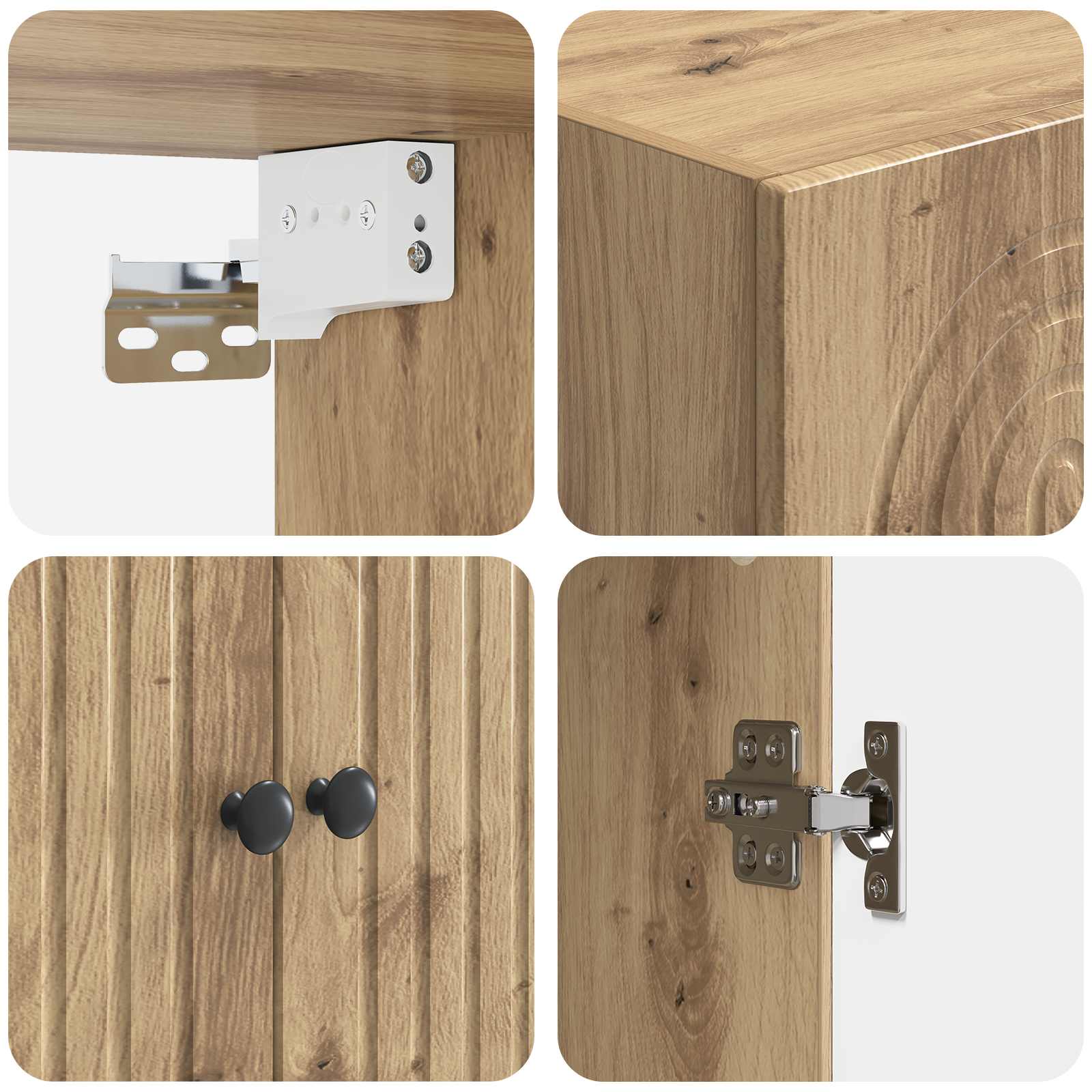 Wandkast Artisanaal eiken 66 x 34,5 x 90 cm Bewerkt hout is nu te koop bij PeponiXL, paradijselijk wonen!