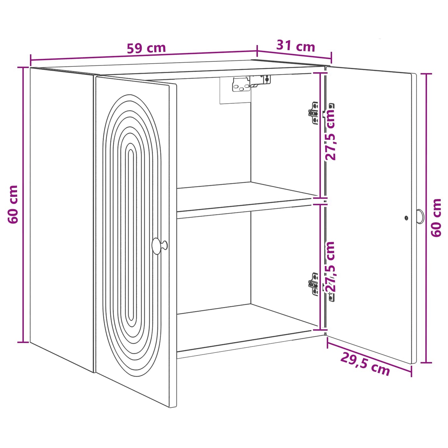 Wandkast Sonoma Eiken 59 x 31 x 60 cm Bewerkt hout is nu te koop bij PeponiXL, paradijselijk wonen!