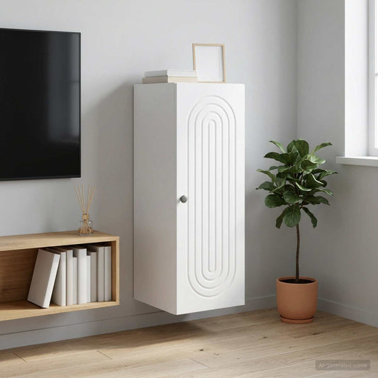 Wandkast Wit 33 x 34,5 x 90 cm Bewerkt hout is nu te koop bij PeponiXL, paradijselijk wonen!