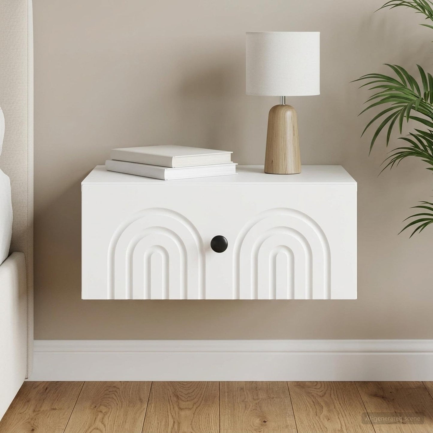 Wandbeugel Bedkast met lade Wit 49 x 34,5 x 20 cm Bewerkt hout is nu te koop bij PeponiXL, paradijselijk wonen!