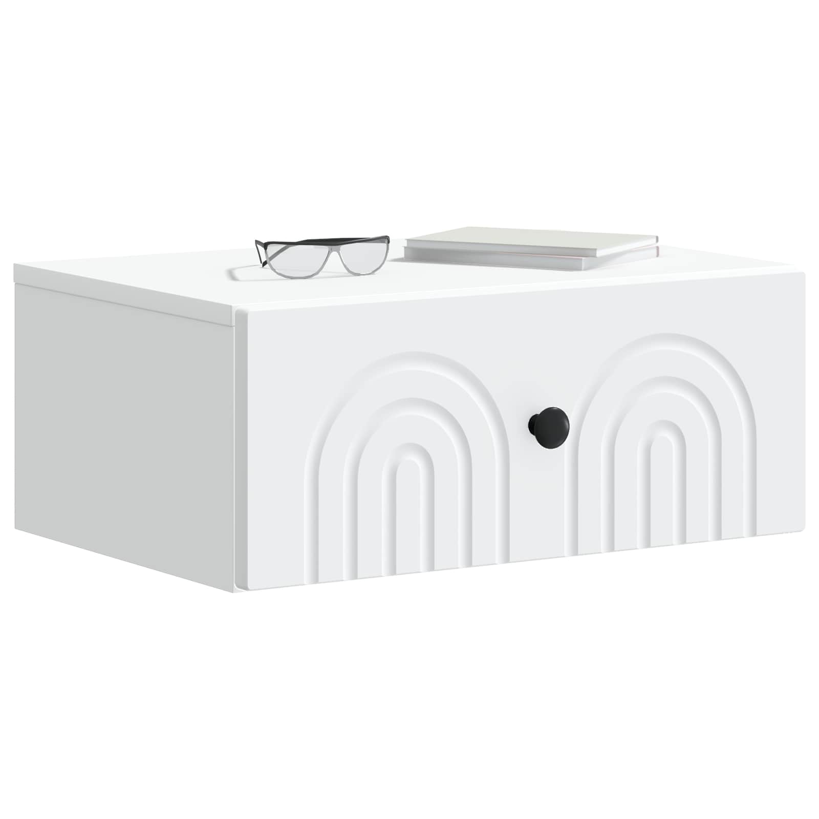 Wandbeugel Bedkast met lade Wit 49 x 34,5 x 20 cm Bewerkt hout is nu te koop bij PeponiXL, paradijselijk wonen!