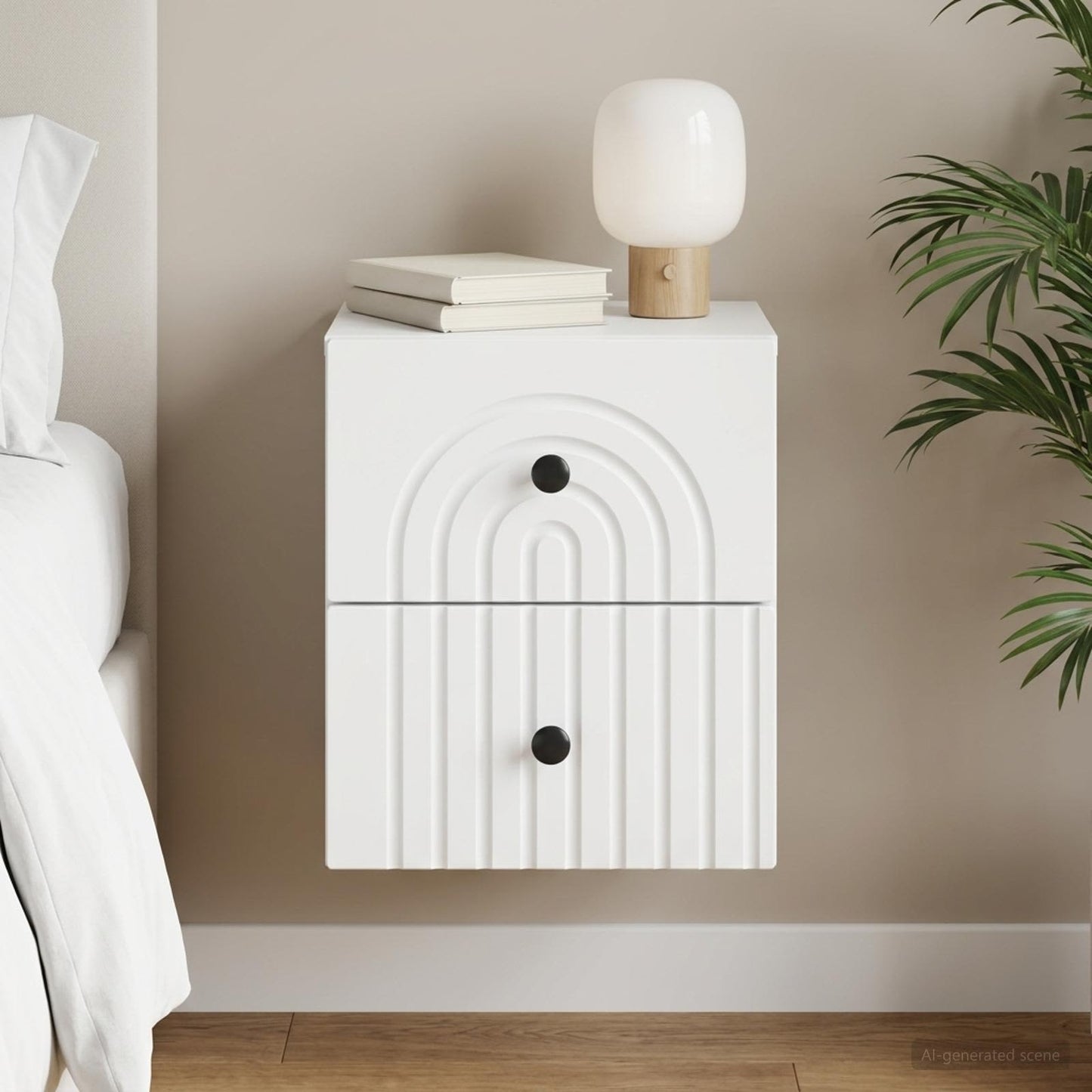 Wandbeugel Bedkast met lade Wit 33 x 34,5 x 40 cm Bewerkt hout is nu te koop bij PeponiXL, paradijselijk wonen!