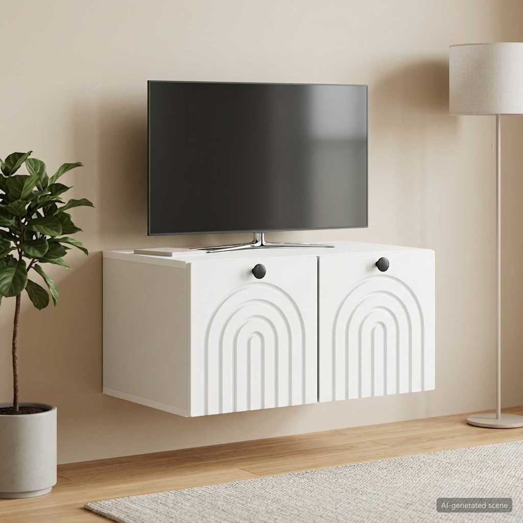 Wandbeugel TV-kast Wit 59,5 x 41 x 30 cm Bewerkt hout is nu te koop bij PeponiXL, paradijselijk wonen!