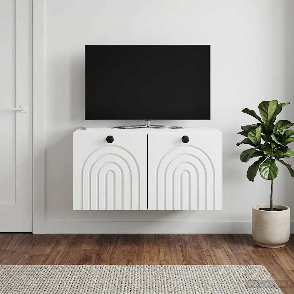 Wandbeugel TV-kast Wit 59,5 x 41 x 30 cm Bewerkt hout is nu te koop bij PeponiXL, paradijselijk wonen!