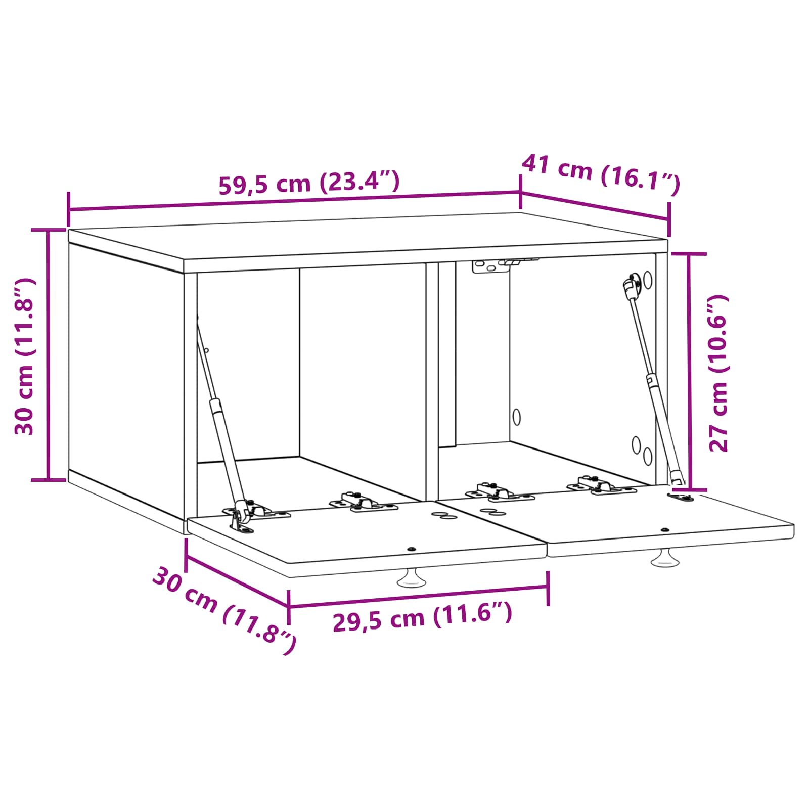 Wandbeugel TV-kast Wit 59,5 x 41 x 30 cm Bewerkt hout is nu te koop bij PeponiXL, paradijselijk wonen!