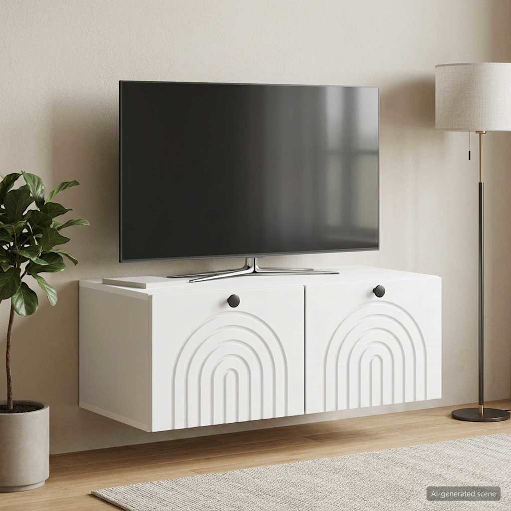 Wandbeugel TV-kast Wit 78,5 x 41 x 30 cm Bewerkt hout is nu te koop bij PeponiXL, paradijselijk wonen!